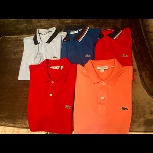 Set of 5 Lacoste Men’s short sleeve pique polo shirts